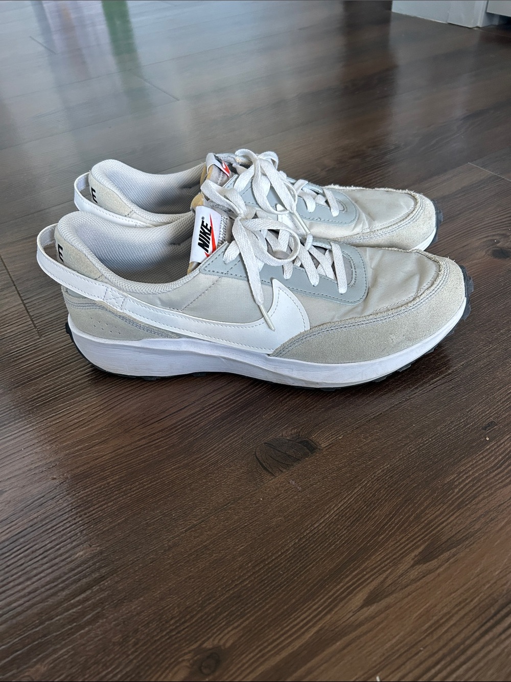 Nike Men’s White and Light Gray Retro-Style Sneakers